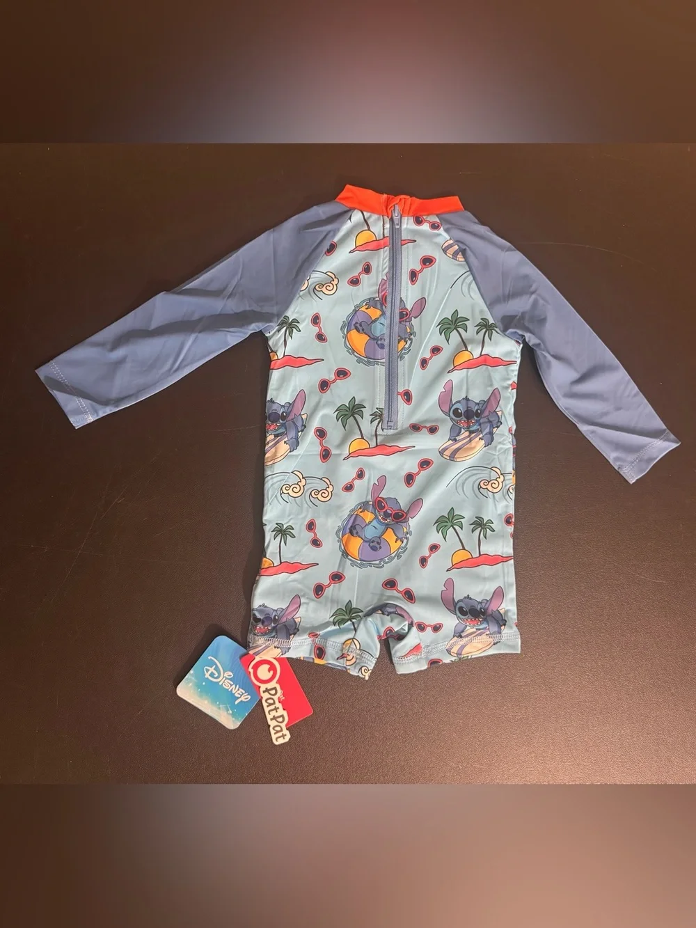 Patpat, Disney Stitch, Baby’s 6M-9M, One Piece, Blue Rashguard Swimsuit. New.